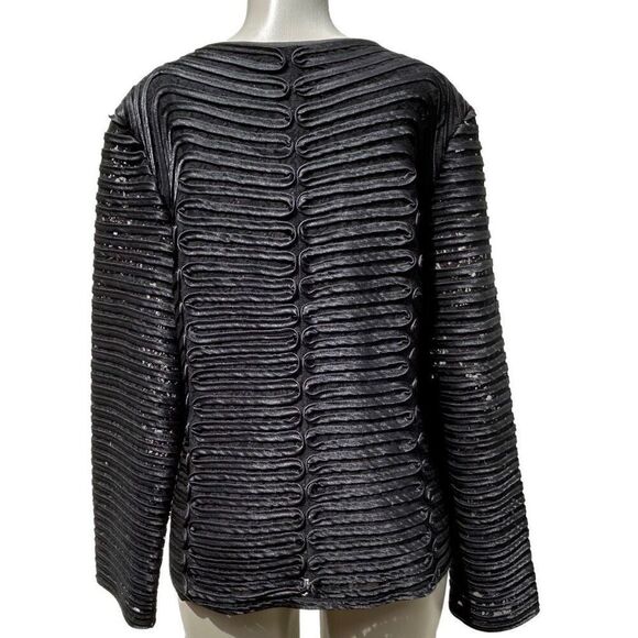 Vintage Weavz Evening Statement Jacket Women's 1X Black Button Front Long Sleeve - Picture 8 of 13